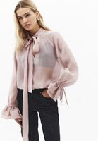 Bayan Pembe Bağlama Detaylı Tül Bluz ( TENCEL™ )