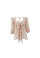 Bayan Bej Fırfır Detaylı Bluz ( TENCEL™ )