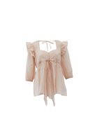 Bayan Bej Fırfır Detaylı Bluz ( TENCEL™ )
