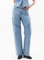 Bayan Mavi İşlevli Yüksek Bel Denim Pantolon