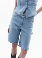 Bayan Mavi İşlevli Yüksek Bel Denim Pantolon