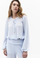 Bayan Gök Mavisi Jakarlı Balon Bluz