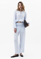 Bayan Gök Mavisi Jakarlı Wide-Leg Pantolon