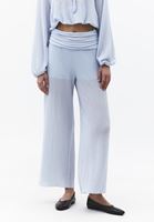 Bayan Gök Mavisi Jakarlı Wide-Leg Pantolon