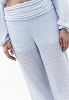 Bayan Gök Mavisi Jakarlı Wide-Leg Pantolon