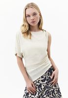 Bayan Krem Toka Detaylı Asimetrik Bluz