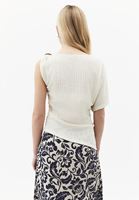 Bayan Krem Toka Detaylı Asimetrik Bluz