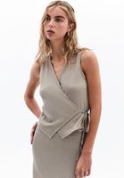 Bayan Bej Bağlama Detaylı Yelek