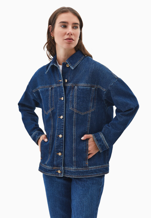 Denim Oversize Ceket ve Pantolon Kombini