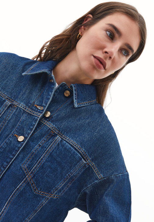 Denim Oversize Ceket ve Pantolon Kombini