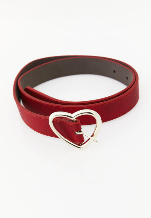 Kırmızı Kalp Detaylı Kemer
