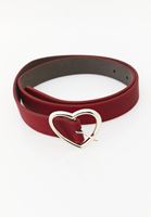 Bayan Kırmızı Kalp Detaylı Kemer