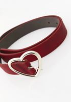 Bayan Kırmızı Kalp Detaylı Kemer