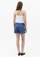 Bayan Mavi Bağlama Detaylı Denim Şort Etek