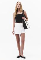 Bayan Beyaz Bağlama Detaylı Denim Şort Etek