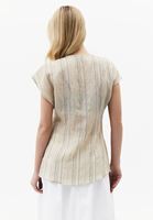 Bayan Bej Düğme Detaylı Bluz