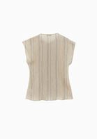 Bayan Bej Düğme Detaylı Bluz