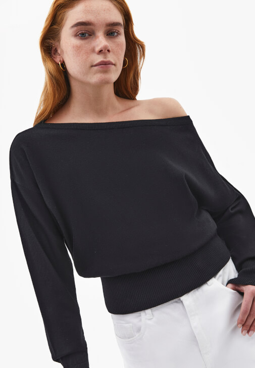 Bot Yaka Kazak ve Wide-Leg Pantolon Kombini