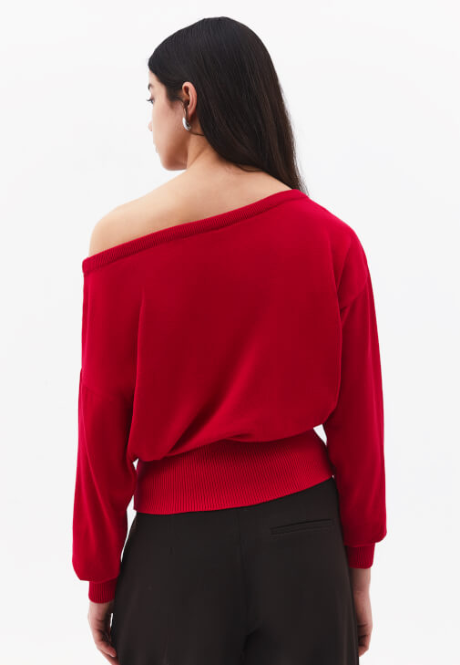 Kazak ve Wide-Leg Kumaş Pantolon Kombini