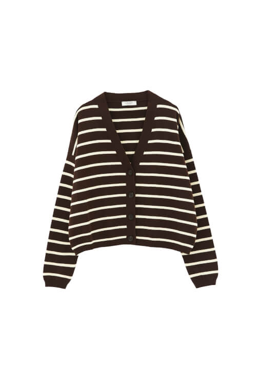 Çizgili Hırka ve Orta Bel Denim Kombini