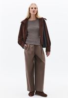 Bayan Kahverengi Bot Yaka Bağlama Detaylı Bluz