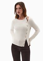 Bayan Bej Bot Yaka Bağlama Detaylı Bluz