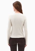 Bayan Bej Bot Yaka Bağlama Detaylı Bluz