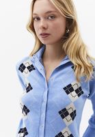 Bayan Çok Renkli Yüksek Yaka Jakarlı Hırka