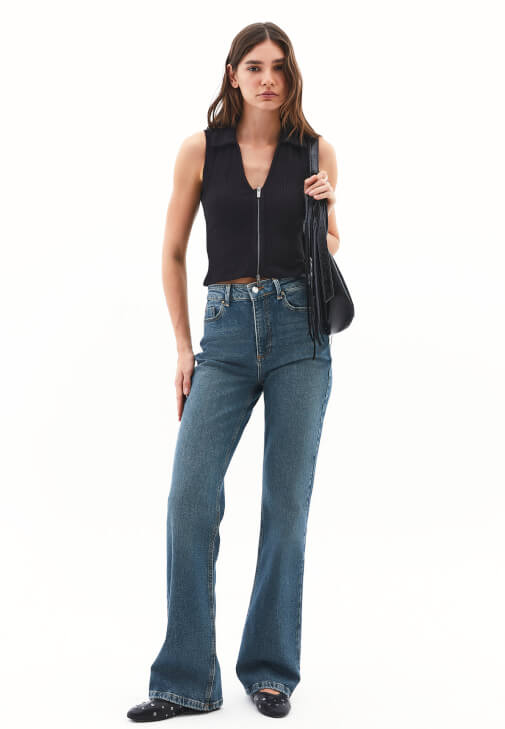 Polo Yaka Atlet ve Bootcut Pantolon Kombini