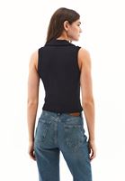 Bayan Siyah Polo Yaka Fermuarlı Atlet