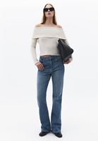 Bayan Bej Düşük Omuz Triko Kazak