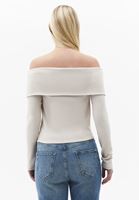 Bayan Bej Düşük Omuz Triko Kazak