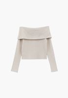 Bayan Bej Düşük Omuz Triko Kazak