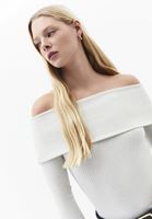 Bayan Yeşil Düşük Omuz Triko Kazak