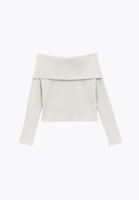 Bayan Yeşil Düşük Omuz Triko Kazak