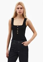 Bayan Siyah Düğmeli Triko Atlet