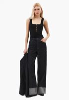 Bayan Siyah Düğmeli Triko Atlet