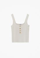 Bayan Krem Düğmeli Triko Atlet