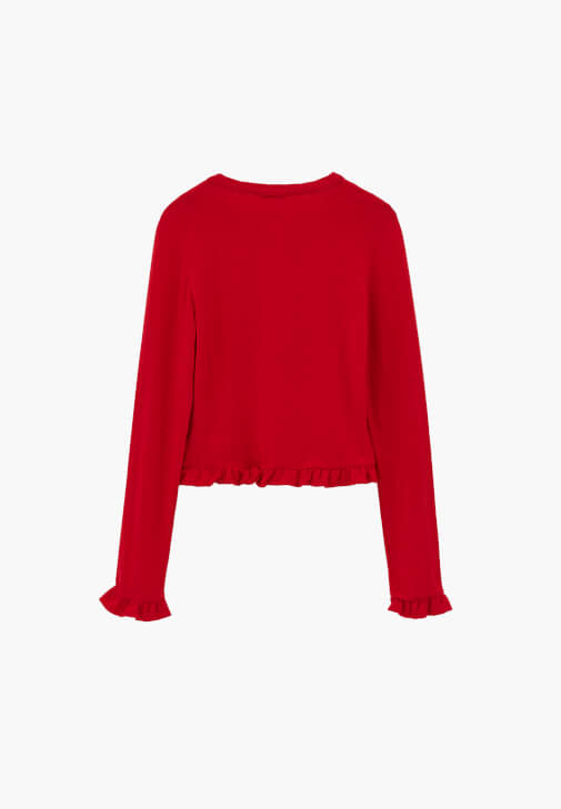 Fırfırlı Hırka ve Barrel-Fit Denim Kombini