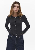 Bayan Gri Fırfır Detaylı Hırka