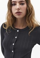 Bayan Gri Fırfır Detaylı Hırka