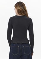 Bayan Gri Fırfır Detaylı Hırka