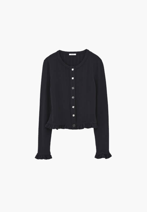 Fırfırlı Hırka ve Barrel-Fit Denim Kombini