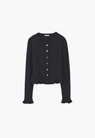 Bayan Gri Fırfır Detaylı Hırka