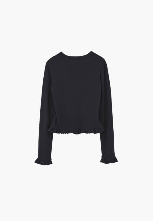 Fırfırlı Hırka ve Barrel-Fit Denim Kombini