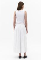 Bayan Beyaz Yüksek Bel Midi Etek