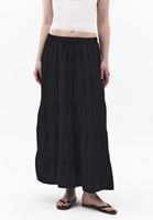 Bayan Siyah Yüksek Bel Midi Etek