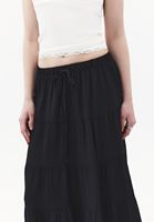 Bayan Siyah Yüksek Bel Midi Etek