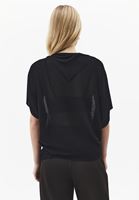 Bayan Siyah Yaka Detaylı Transparan Bluz