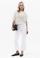 Bayan Krem Yaka Detaylı Transparan Bluz